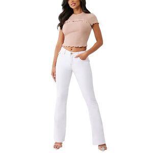 True Religion Becca Mid Rise Bootcut Optic White SN MR Flap Jeans Size 29 New